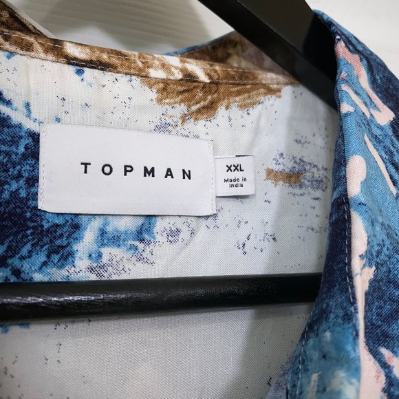 Topman Watercolor Painting S/S Camp Shirt 100% Viscose Men's Size XXL Multicolor - Picture 3 of 7